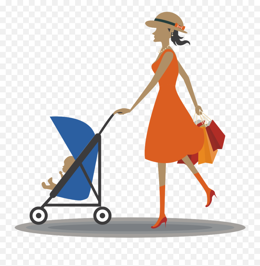 Drawing Infant Computer Icons Woman - Woman With Stroller Clipart Emoji,Smiley Emoticon Holding Blank Board Vector Free Download