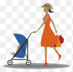 Drawing Infant Computer Icons Woman - Woman With Stroller Clipart Emoji,Smiley Emoticon Holding Blank Board Vector Free Download