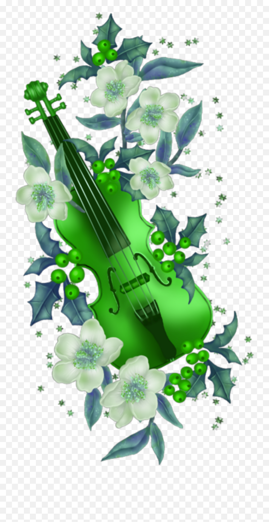 Mq Flowers Flower Green Violin Sticker - Violin Emoji,Violin Emoji Stickers