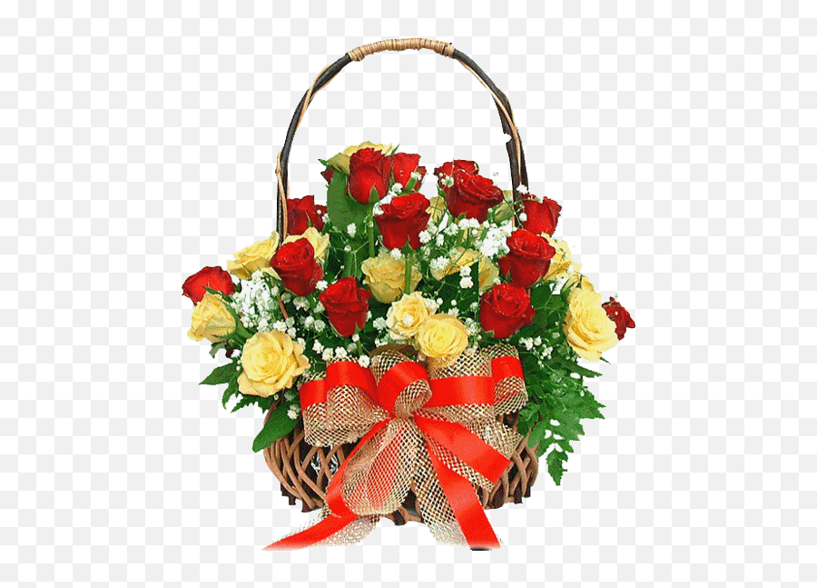 Flowers - Photo Gallery Basket Of Red And Yellow Roses Emoji,Rose Ascii Emoticon