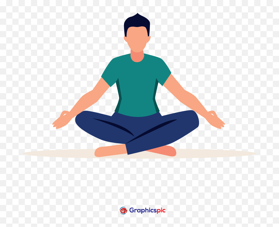 Flat Design Of Meditation Concept With Man Icon Illustration - Yoga Day 2021 Poster Modi Emoji,Meditate Emoticon