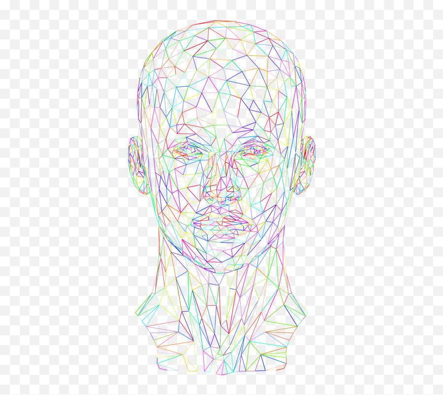 Colorful Chromatic 3d Abstract Art - Poly Human Head Png Emoji,Emotion Abstract Line Drawing