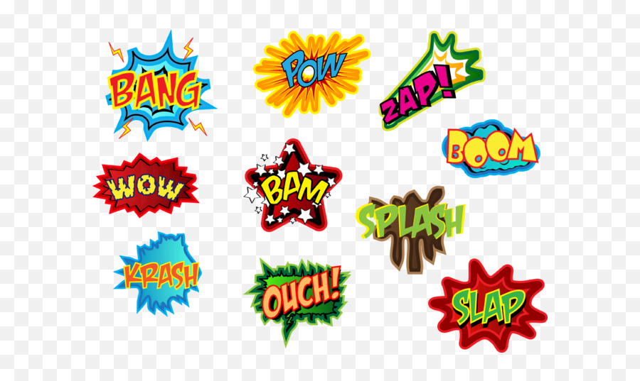 Superheroes Onomatopeyas Action Signs - Mariela Kits Emoji,Emojis De Tigres