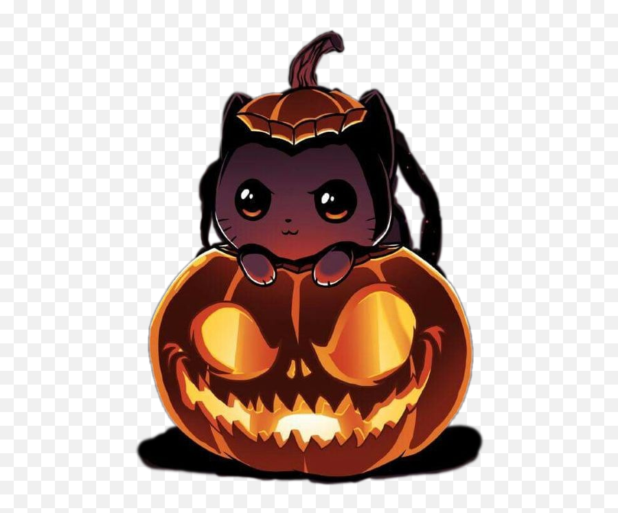 Pumpkin Sticker Challenge On Picsart - Gato Dibujos De Halloween Kawaii Emoji,Emoji Pumpkin Painting