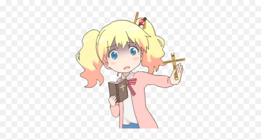 Anime Weeb Ecchihentai Sticker - Anime Girl With Cross Meme Emoji,Lewd Anime Emoji