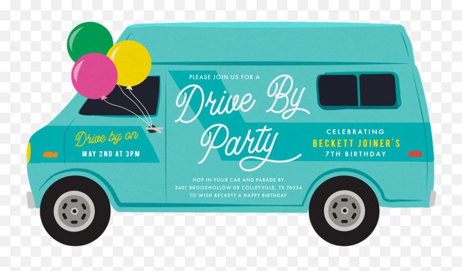 Drive By Parade Invitations In Blue - Drive Thru Baby Shower Invitations Drive Emoji,Free Emoji Invitation Template
