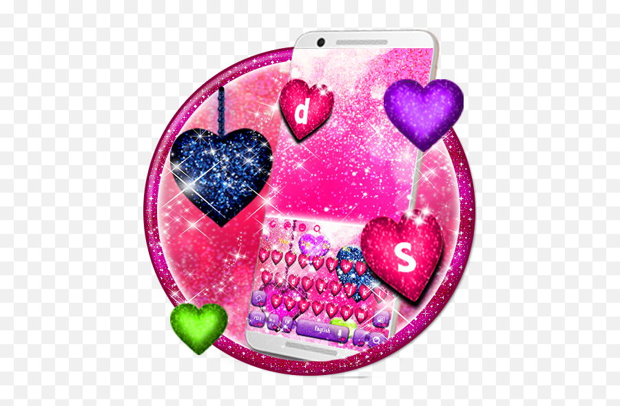 Amazoncom Glitter Neon Hearts Keyboard Theme Appstore For - Mobile Phone Emoji,Emoji Smart Neon Keyboard