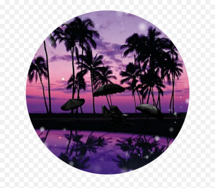 Beach Umbrellas Sticker Challenge On Picsart - Purple Beach Sunset Palm Trees Emoji,Palm Tree Drink Lightning Umbrella Emoji