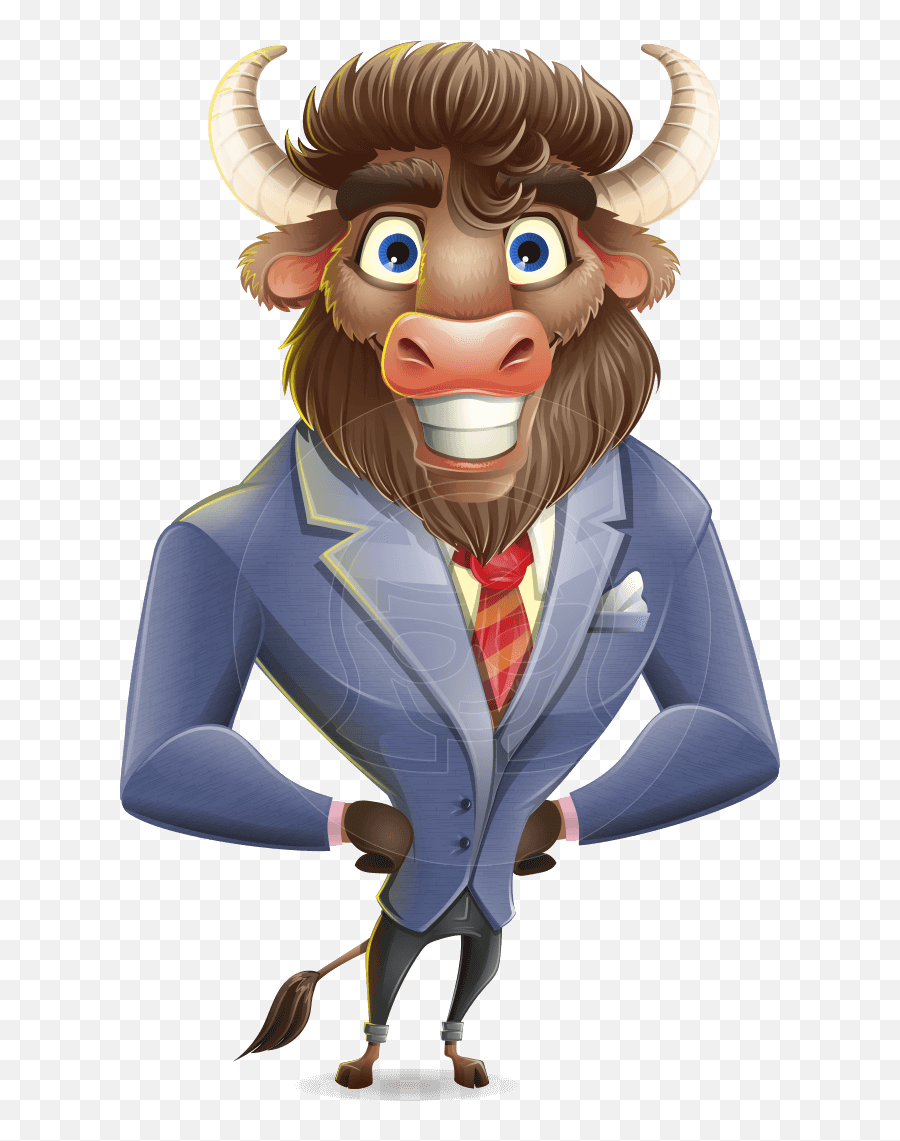 Corporate Buffalo Cartoon Vector Character Graphicmama - Cartoon Bull Thumbs Up Emoji,Cartoon Pictures Of Emotions