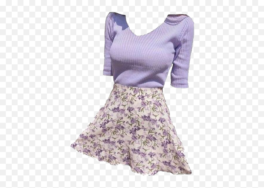 Purple Dress Top Skirt Bottom Sticker By Ellacat - Purple Aesthetic Clothes Png Emoji,Emoji Crop Top And Skirt
