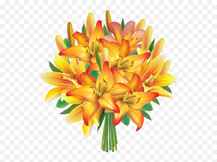 Lily Clipart Flower Bunch Lily Flower Bunch Transparent - Yellow Flower Bouquet Png Emoji,Lily Flower Emoji