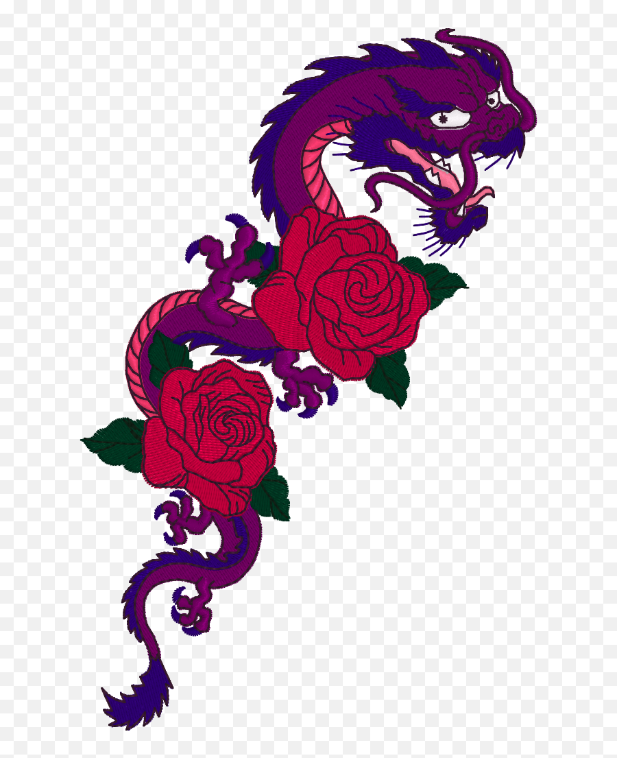 Dragon And Roses - Dragon Emoji,Emoticon Machine Embroiderydesigns