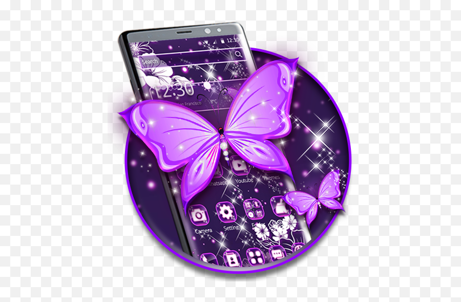 Glitter Purple Butterfly Theme 112 Apk Download - Com Iphone Emoji,Purplebutterfly Emojis