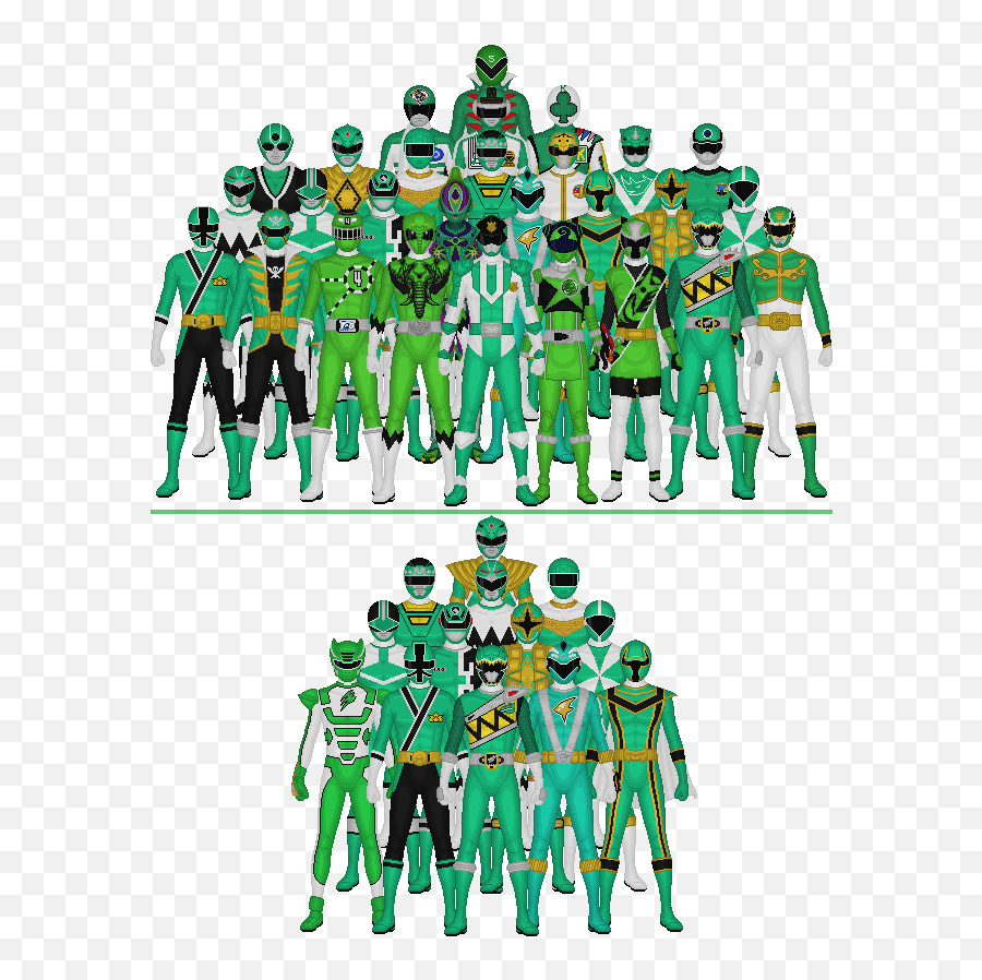 Super Sentai All Green Clipart - Super Sentai Green Ranger Emoji,Power Ranger Text Emoticon