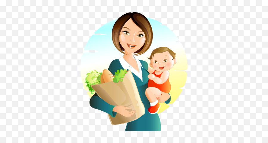 Baby Smile Cartoon Png - Mother Working At Home Clipart Emoji,Mom And Daughter Emoji Clear Background