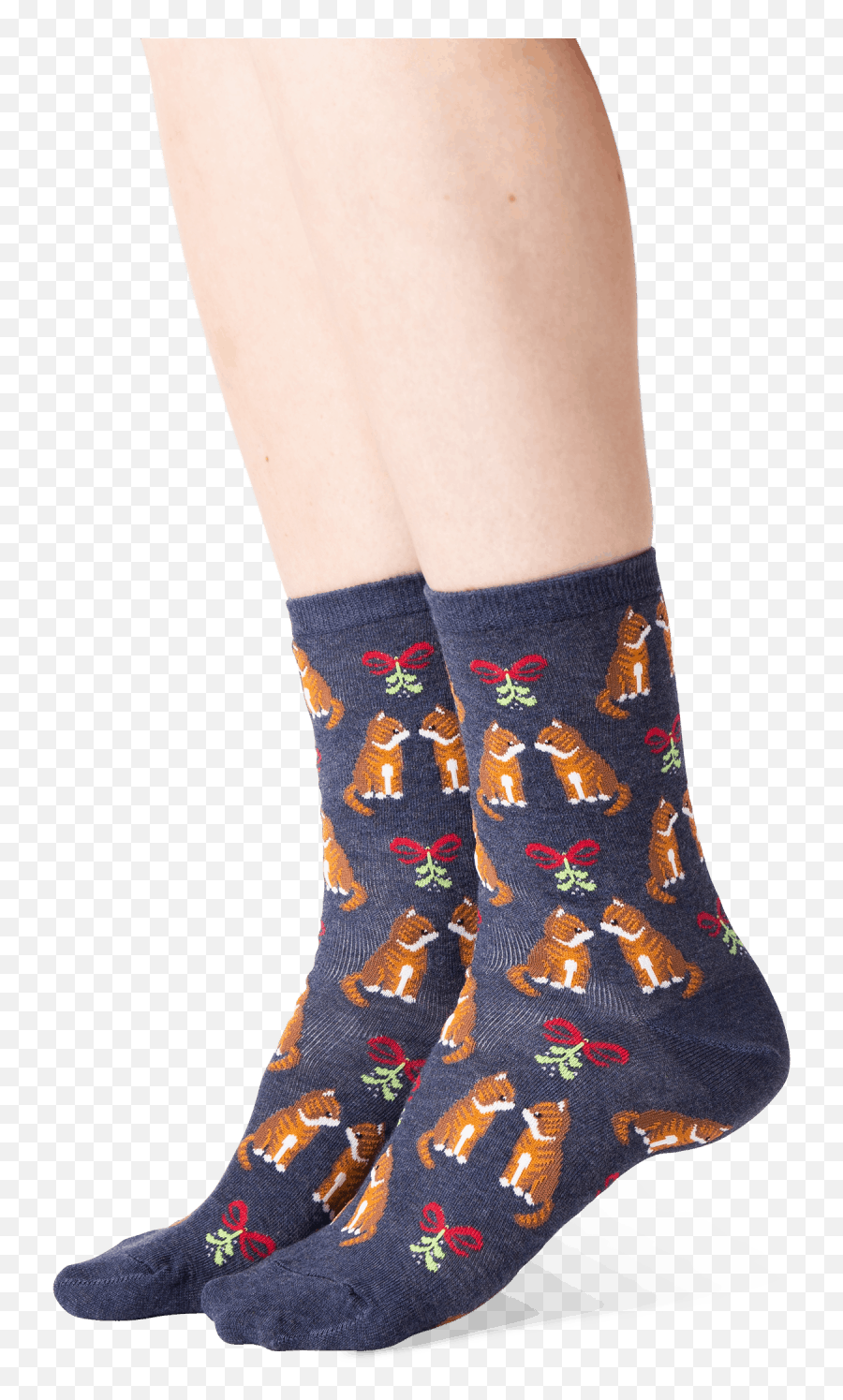 Womens Mistletoe Cat Crew Socks - Unisex Emoji,Degas Emoji