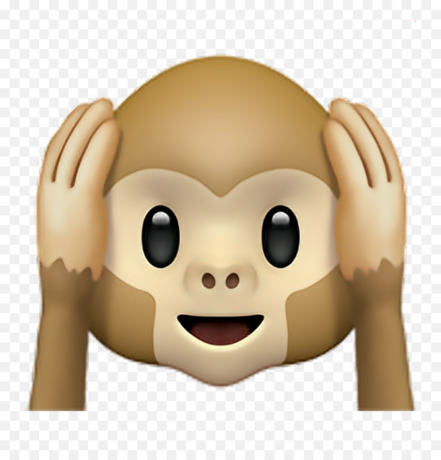 Monkey Ears Emoji Emoticon Iphone - Monkey Covering Ears Emoji,Monkey Emoji