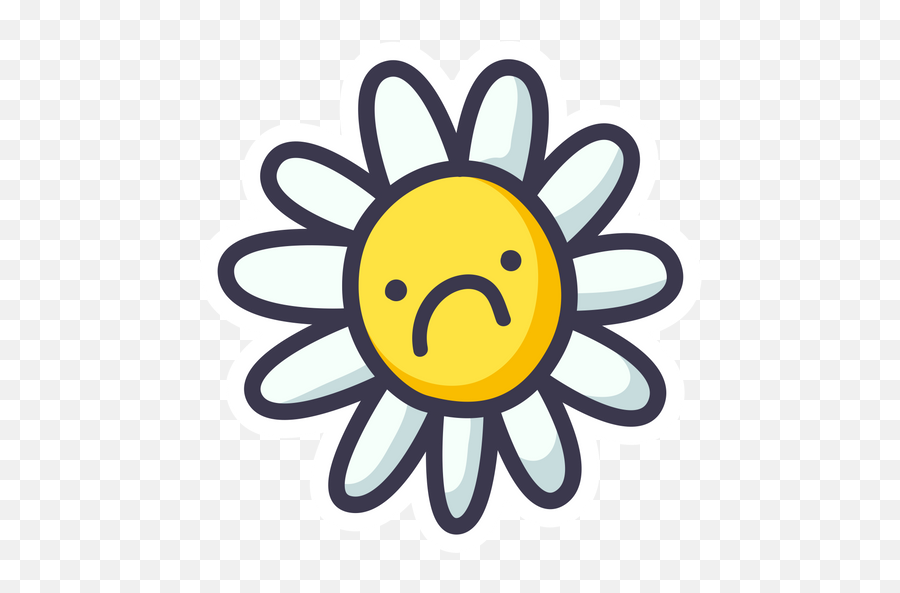 Sad Flower Sticker - Sticker Mania Flower Shape Outline Emoji,Flower Emoji Symbol