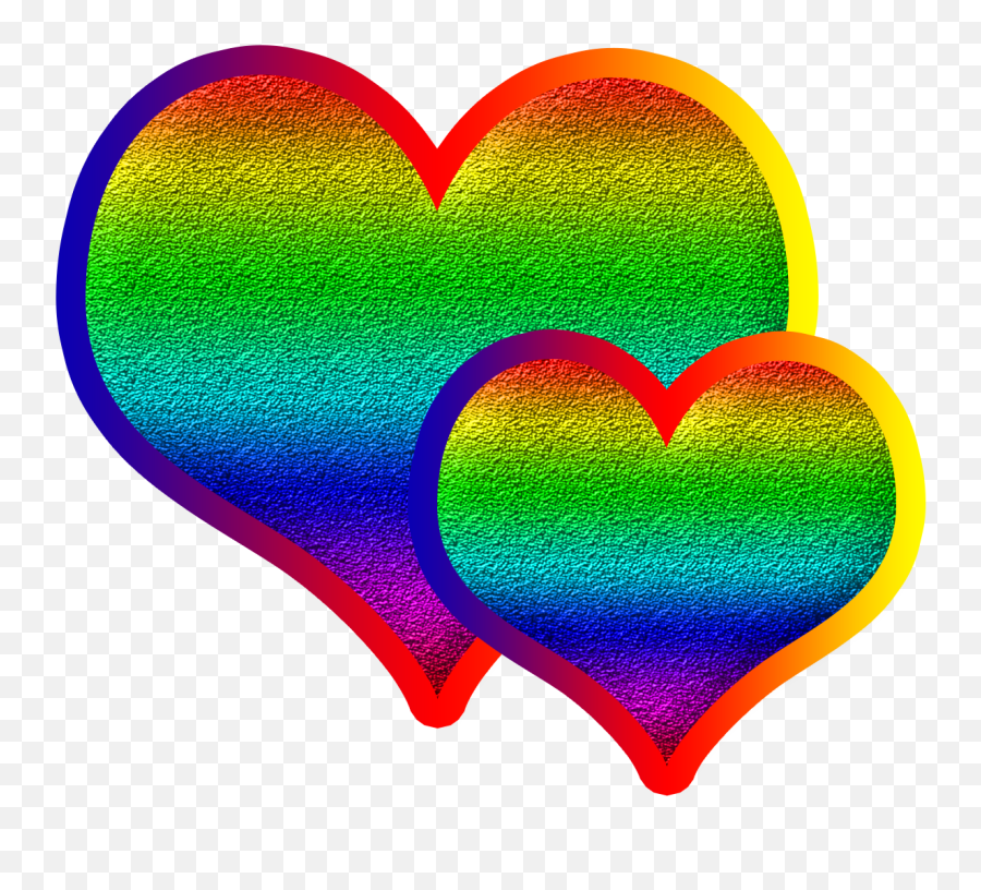 Two Colorful 3d Heart Psd File - Tr Bahadurpur Girly Emoji,Emoji Arco Iris