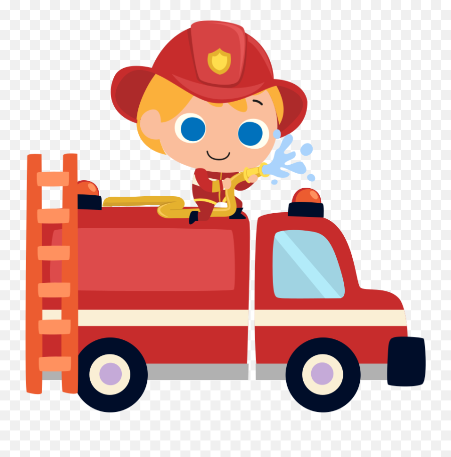 Firefighter Red Car Man Kids Bedroom Wall Sticker Emoji,Fire Truck Emoji