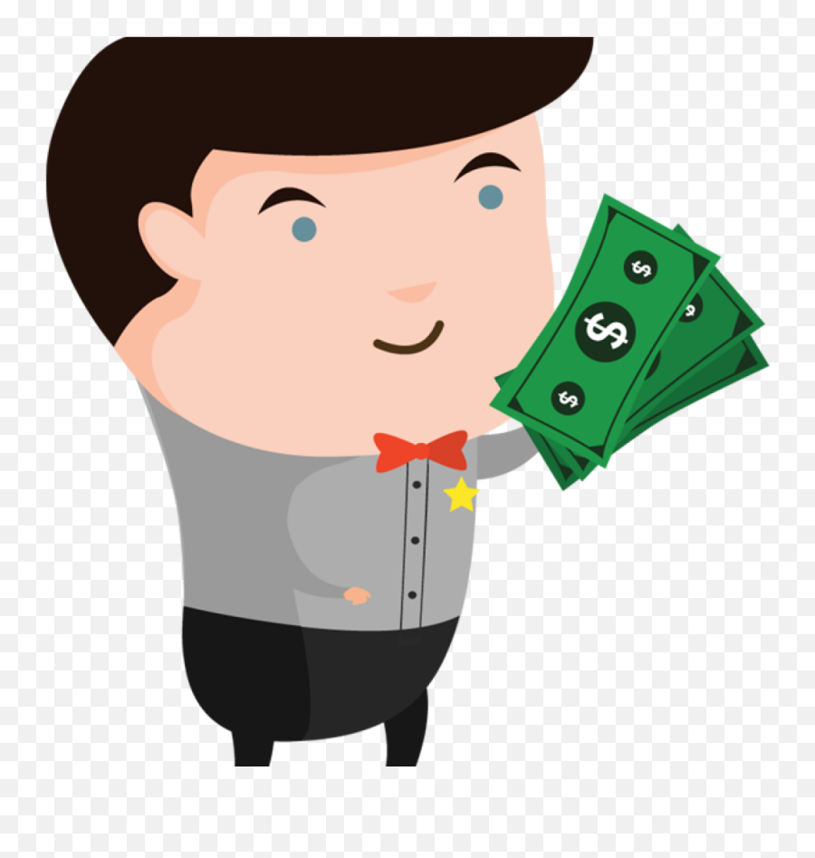 Money Bag Cartoon Clip Art - Thinking Person Cartoon Png Man Holding Money Cartoon Png Emoji,Money Bag Emoji Png