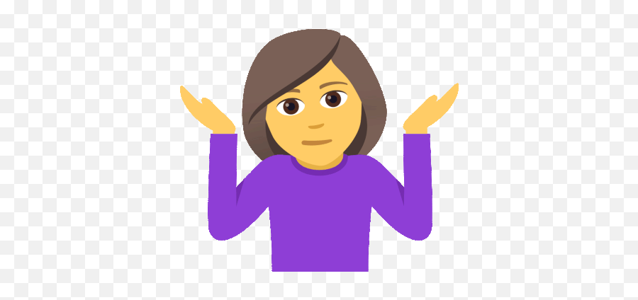 Woman Shrugging Joypixels Gif - Person Shrugging Cartoon Gif Emoji,Shrug Keyboard Emoji