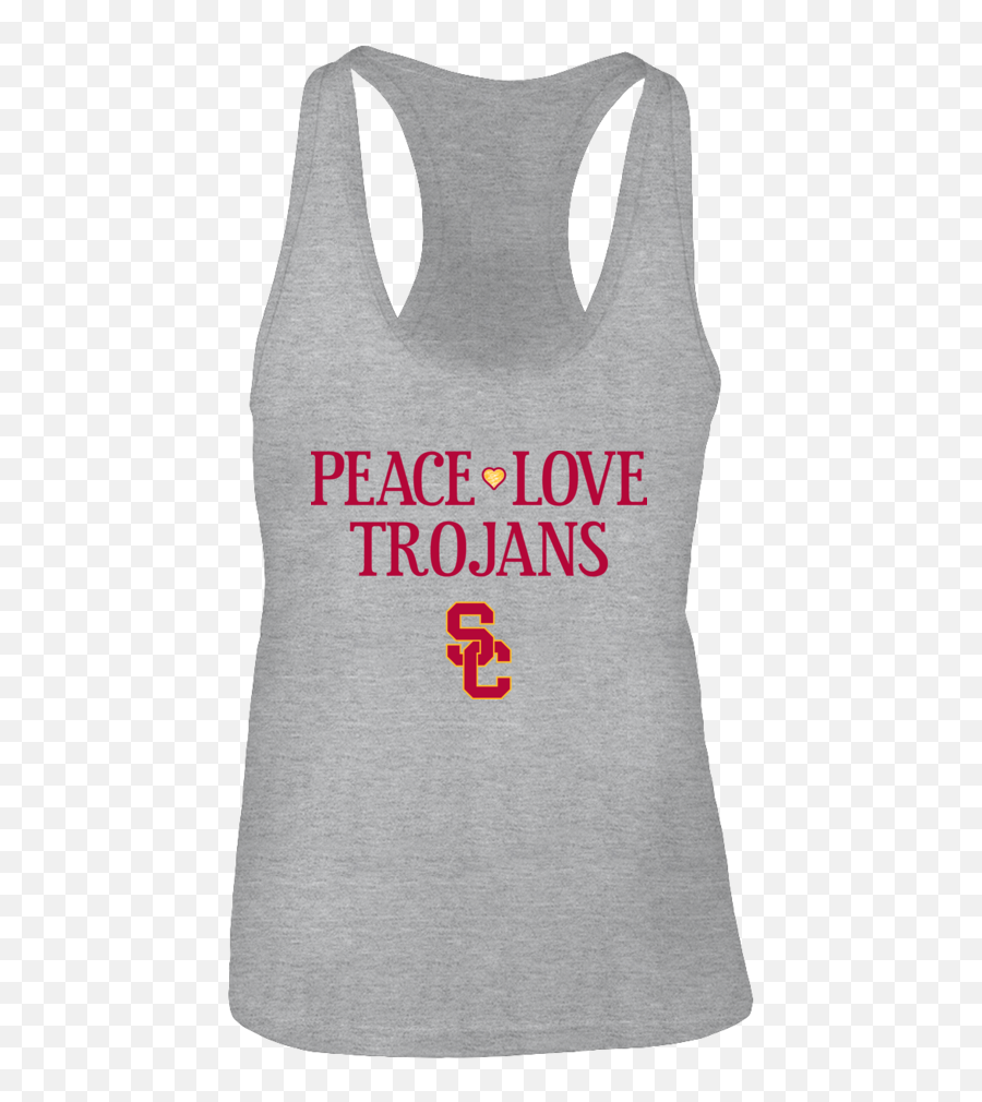 Peace Love Trojans - Officially Licensed Usc Trojans Tshirt Sleeveless Shirt Emoji,Michigan Twch Athletics Emojis