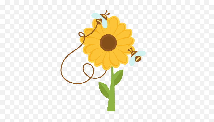 Bees On Sunflowers Svg Cuts Scrapbook Cut File Cute Clipart - Cute Sunflower Clipart Emoji,Facebook Sunflower Emoticons