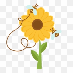 Bees On Sunflowers Svg Cuts Scrapbook Cut File Cute Clipart - Cute Sunflower Clipart Emoji,Facebook Sunflower Emoticons