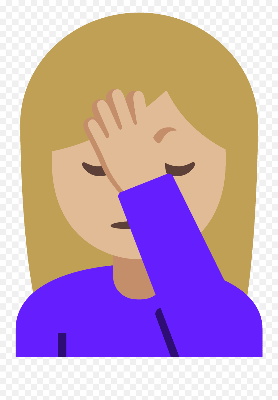 Woman Facepalming Emoji Clipart - Emoji With Hand On Forehead,Facepalm Emoji Woman