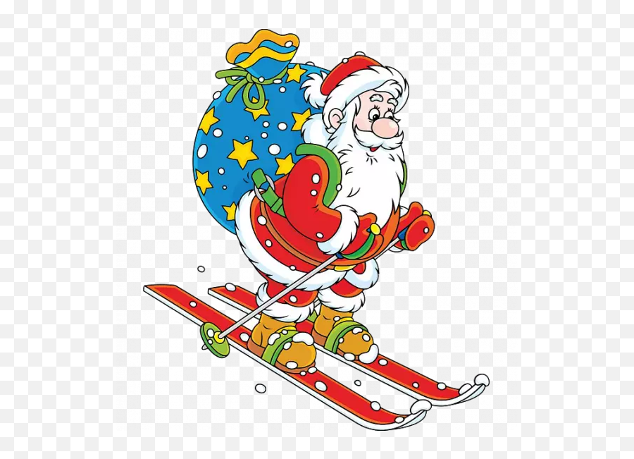 Santa Skiing With Gifts U2013 Free Printable Coloring Pages Emoji,Skiing Emoji