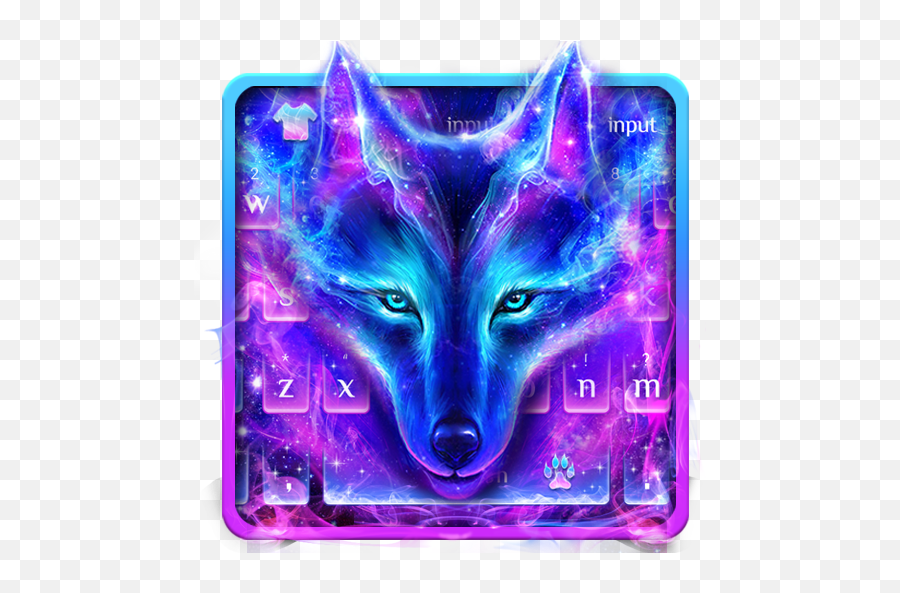 Galaxy Wolf Keyboard Theme - Beautiful Magic Wolves Emoji,Wolf Emoji Art