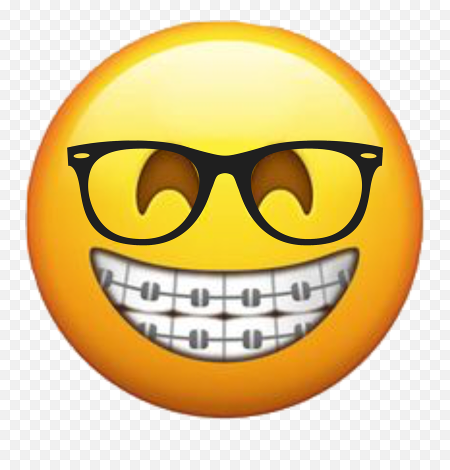Braces Emoji Glasses Nerd Sticker - Braces Emoji,Glasses Emoji