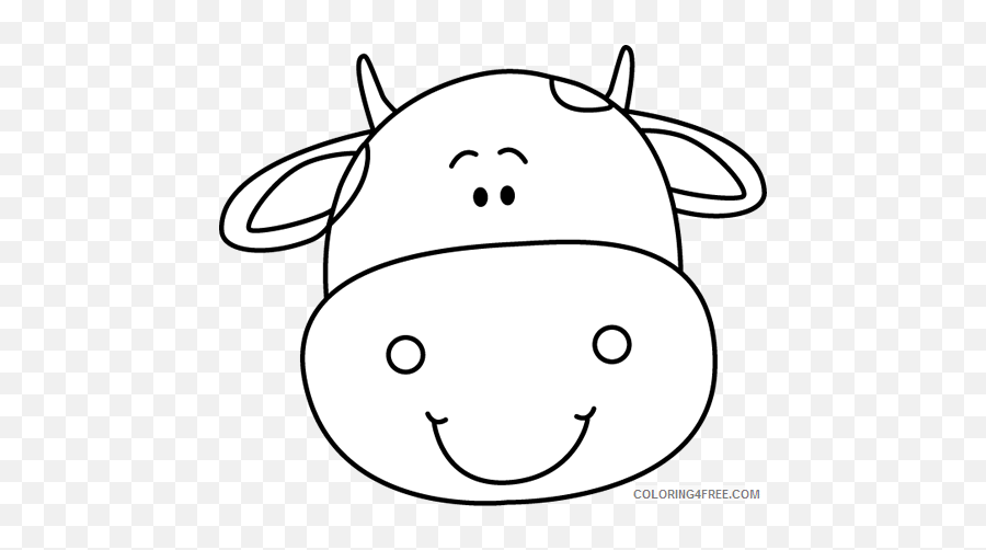 Cow Head Coloring Pages Cow Head Printable Coloring4free - Cow Face Clipart Black And White Emoji,Angry Emoji Coloring Page