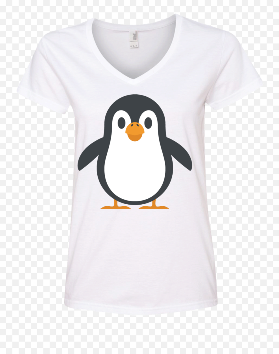 Happy Penguin Emoji Ladiesu0027 V - Neck Tshirt U2013 Wind Vandy Drawing Penguens For Kids,Penguin Emoji