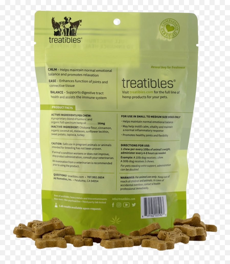 Treatibles Hard Chews Turkey Flavor Calm - Canine Small Dog Food Emoji,Dog Cat Emotion Responses