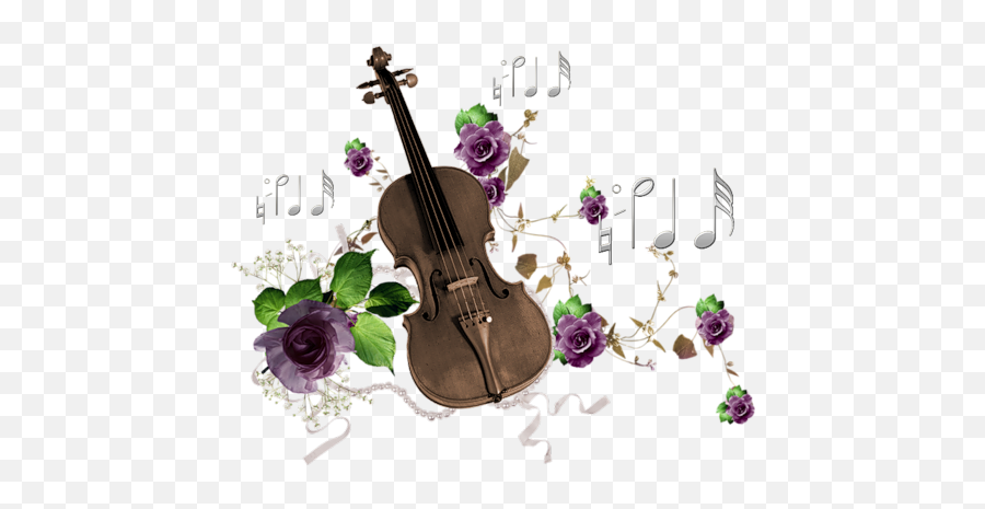 Violin Sticker - Instrument De Musique En Fleurs Emoji,Violin Emoji Stickers