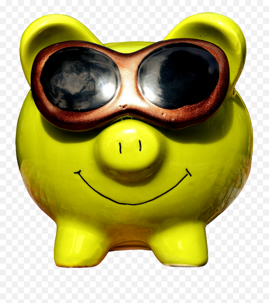 Lucky Pig Cool Sunglasses Piggy Bank Public Domain Image - Piggy Bank Emoji,4 Leaf Clover Emoticon