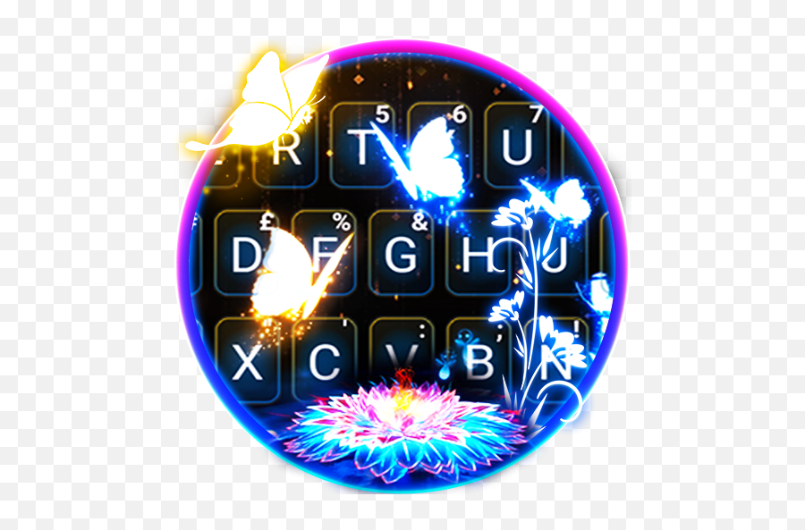 Blue Neon Butterfly Keyboard Theme Apk Download For Windows - Dot Emoji,Blackberry Blue Heart Emoticon