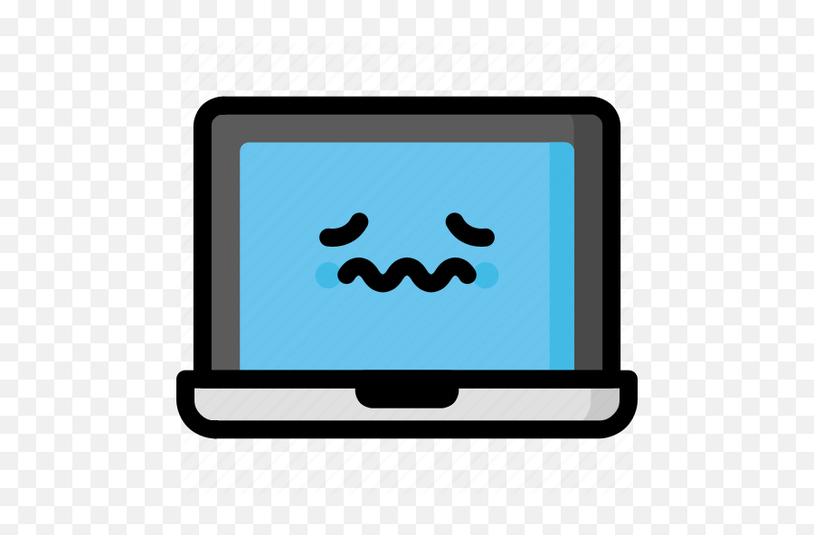 Emoji Emotion Expression Face Feeling Laptop Nervous Icon - Download On Iconfinder Laptop With Sad Face,Nervous Emoticons