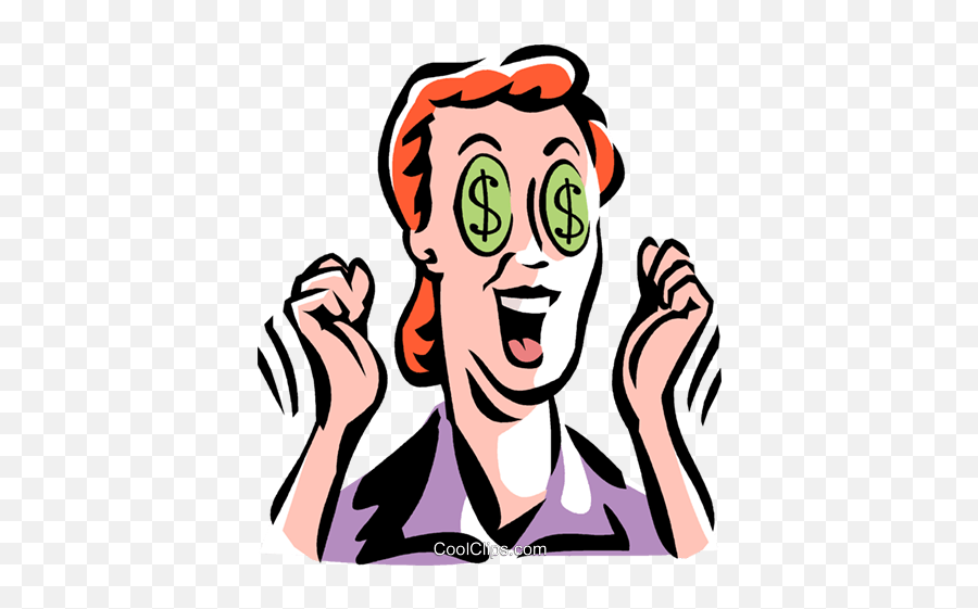Woman With Dollar Sign Eyes Royalty - Dollar Sign Eyes Emoji,Eyes Emotion Clipart
