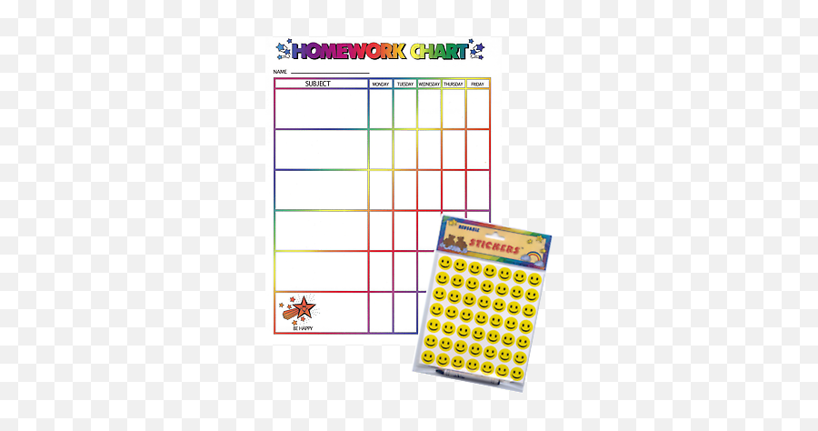 Homework Chart With Reusable Smiley Face Stickers Ebay - Dot Emoji,Top Rated Emoticons