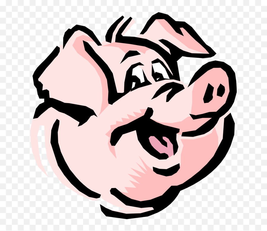 Vector Illustration Of Cartoon Swine Pig Head Smiling - Pig Face Vector Png Emoji,Minecraft Emoji Heads
