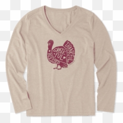 Grateful Turkey Long Sleeve Crusher Vee - Long Sleeve Emoji,Twitter Emoji For Turkey