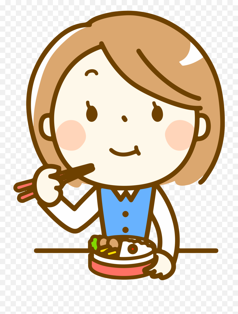 Woman Eating Bento - Girl Eating Clipart Png Download Girl Eating Clipart Png Emoji,Girl Pig Emoji