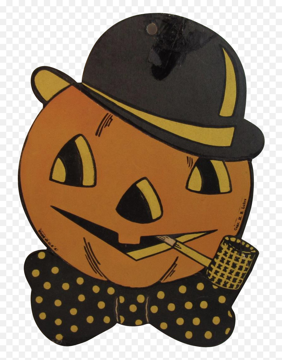 Download Vintage Halloween H E Luhrs Pumpkin Jack O Lantern - Vintage Beistle Halloween Decorations Emoji,Jack O Lantern Emoji