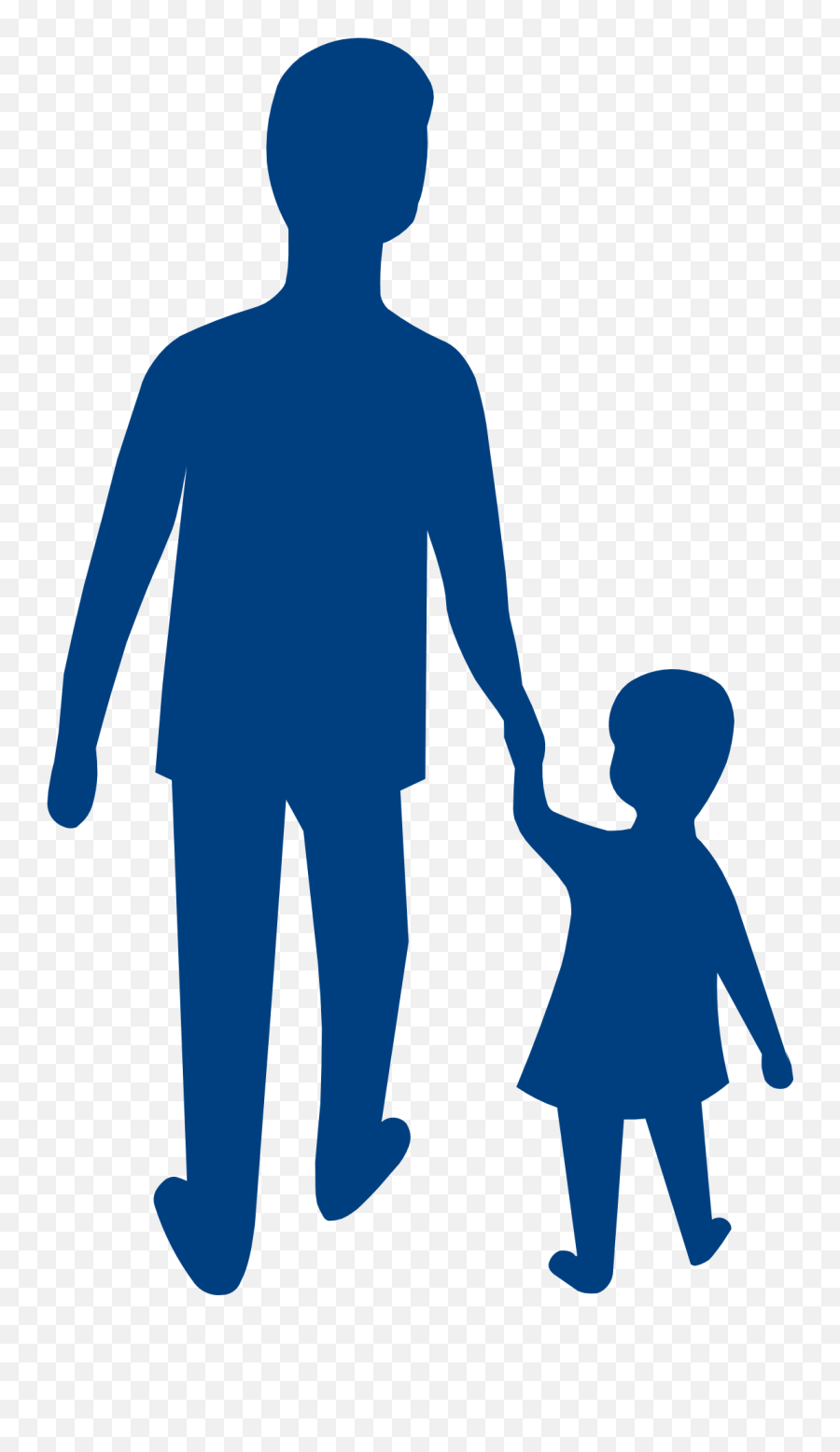 Blue Silhouettes Of Father And Daughter On White Background - Niño Y Padre Png Emoji,Emotions Silhouette Children