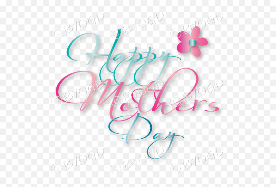 Light Blue And Pink Script With Flower - Light Blue Happy Mothers Day Emoji,Happy Mothers Day 2018 Emoticons