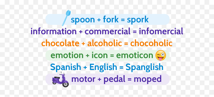 Fun With Portmanteaus Free Downloadable Bingo Game - Example Of Portmanteau Words Emoji,Emotion Vocabulary