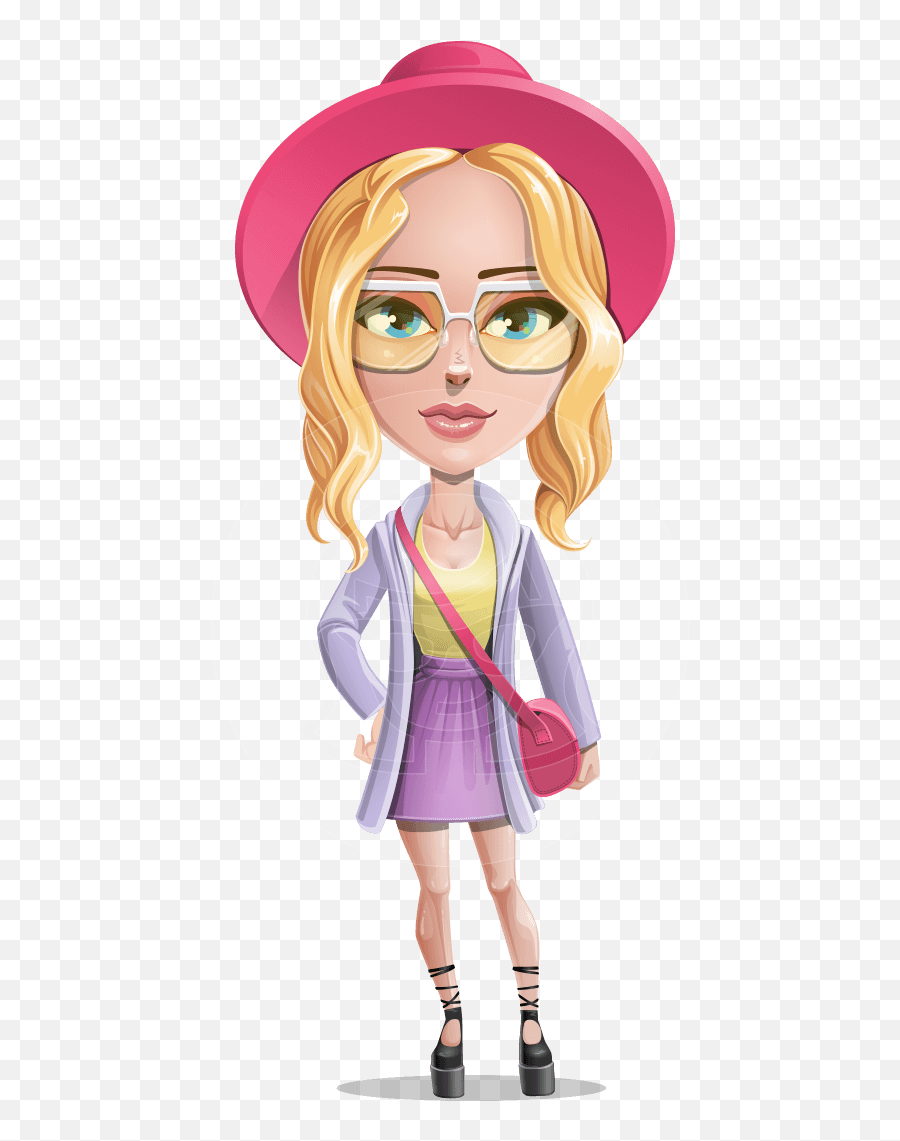 Stylish Girl Cartoon Vector Character - Vector Girl Character Emoji,Cartoon Girl Emotions